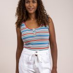 Button vest printed stripe