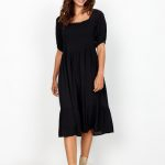 Radia shirred square neck dress