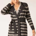 Stripe Open Cardi With Belt