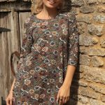Bird tapestry double neck tunic dress