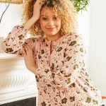 Rose Vine Printed Peasant Blouse