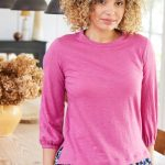 Gathered Cuff Crew Neck Tee