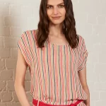 Viscose Round Neck Striped Top