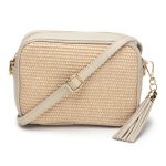 Raffia & Leather Crossbody Bag