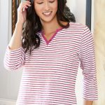 Boucle Stripe Notch Neck Tee