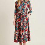 Evergreen Leaves Maxi Shirt Dress