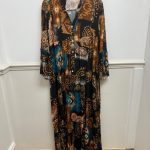 Aztec Flute Sleeve Tiered Dress