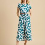 Woodland Leaves Maxi Jersey Dress