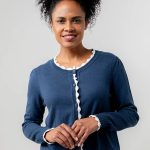 Lucy Organic Cotton Scalloped Stripe Knit Cardigan