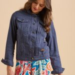 Navy Ruffle Neck Jacket