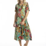 Calibishe Godet Short Sleeve Dress