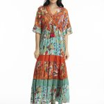 Serengetti V Neckline Tiered Dress