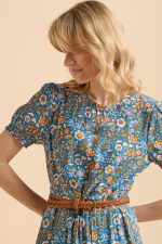 Navy Secret Garden Midi Dress - Image 5