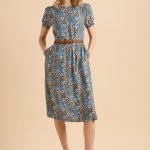 Navy Secret Garden Midi Dress