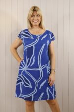 Abstract Print Elastic Panel Stretch Dress - Image 4