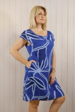 Abstract Print Elastic Panel Stretch Dress