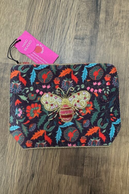 Pink And Gold Bee Patterned Small Pouch