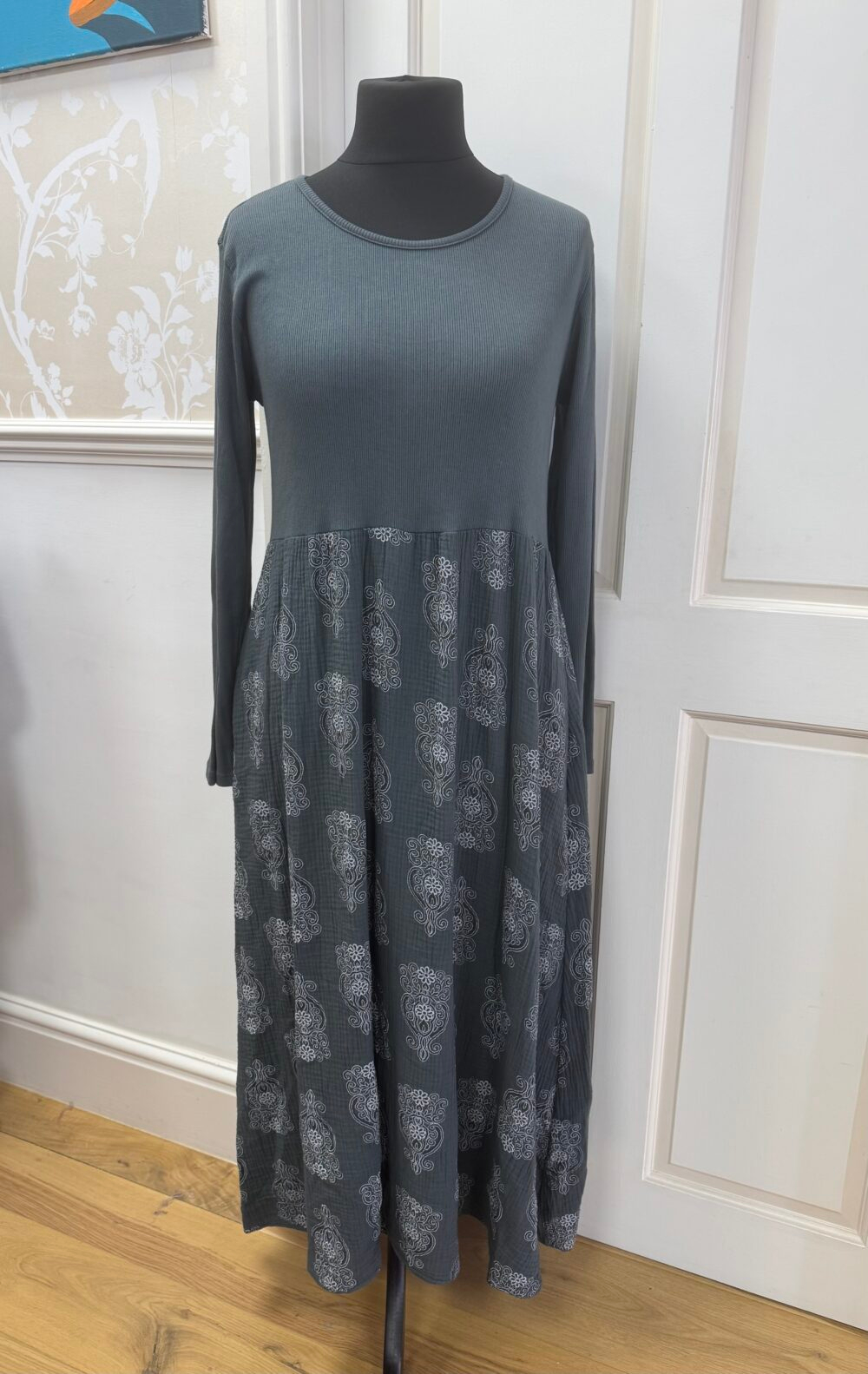 Cotton Mono Print Long Sleeve Venus Dress - Image 1