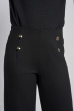 610T Wide Leg Ponte Trouser With Button Feature - Image 3