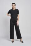 610T Wide Leg Ponte Trouser With Button Feature