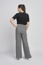 697T- Grey/White tripe Wide Leg Trouser - Image 2