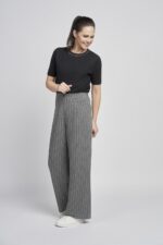 697T- Grey/White tripe Wide Leg Trouser - Image 3