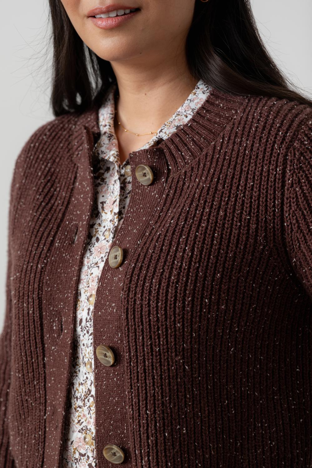 june-rib-cardigan-fleck-knit-chocolate4 June Rib Fleck Knit Cardigan - Image 2