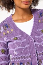 Lily Pointelle Knit and Embroidered Cardigan - Image 3