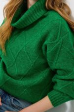 Remarkable Roll Neck Diamond Knit Jumper - Image 2