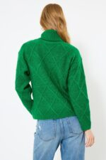 Remarkable Roll Neck Diamond Knit Jumper - Image 4