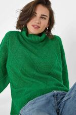 Remarkable Roll Neck Diamond Knit Jumper - Image 3