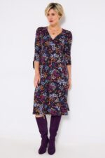 Winter Walks Leaf Print Jersey Dress
