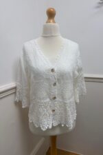 Button Through Lace Top 36636