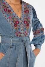 Boutique Embroidered Denim Jumpsuit - Image 2