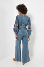 Boutique Embroidered Denim Jumpsuit - Image 4