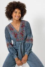 Boutique Embroidered Denim Jumpsuit - Image 3