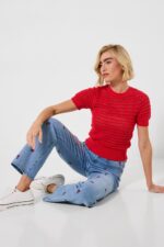 Dita Open Knit Short Sleeve Sweater - Image 3