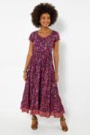 Heidi Crinkle Cotton Border Print Dress