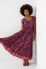 Heidi Crinkle Cotton Border Print Dress - Image 2