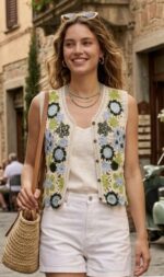 Beaded Crochet Waistcoat - Image 5