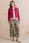 Greta Ceres Print Cropped Trousers Laurel Green