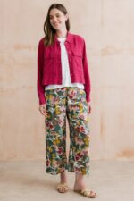 Greta Ceres Print Cropped Trousers Laurel Green