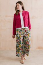 Greta Ceres Print Cropped Trousers Laurel Green - Image 4