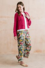 Greta Ceres Print Cropped Trousers Laurel Green - Image 2