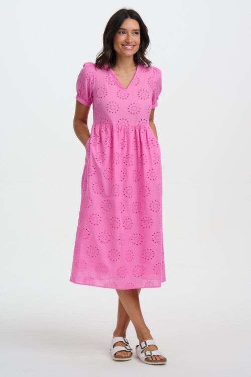 Kim Broderie Anglaise Midi Smock Dress