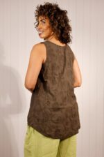 Linen Floral Embossed Sleeveless Top - Image 2