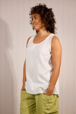 Linen Floral Embossed Sleeveless Top - Image 3