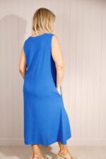 Linen Mix Square Neck Sleeveless Dress - Image 4