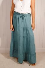 Linen Tiered Tie Waist Skirt
