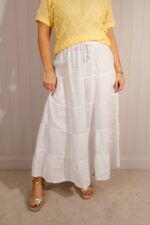 Linen Tiered Tie Waist Skirt - Image 3